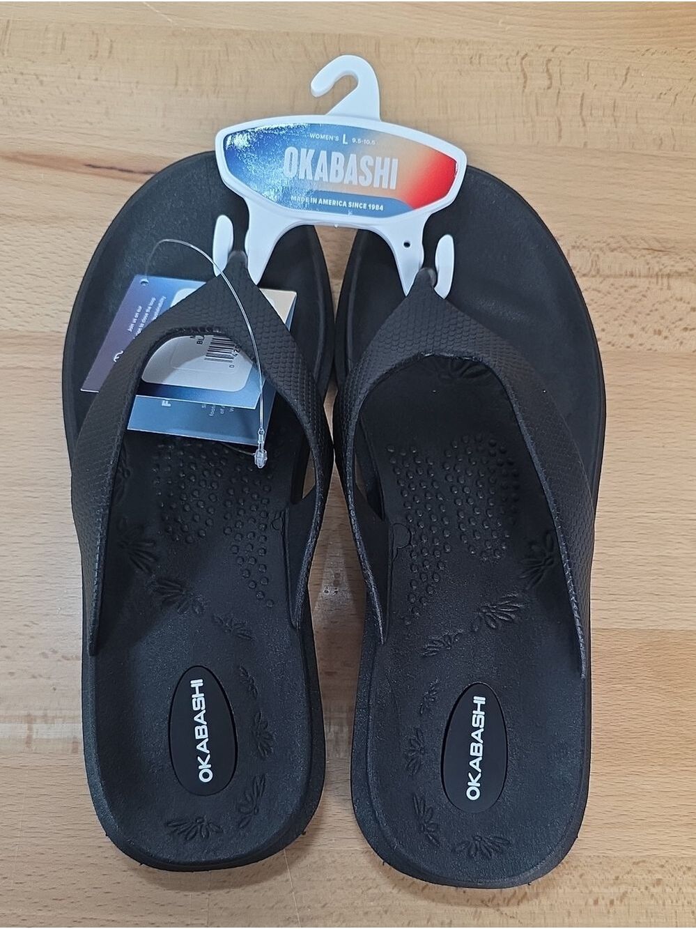 Okabashi Black Women's Flip Flop Sandals 9.5 To 10.5